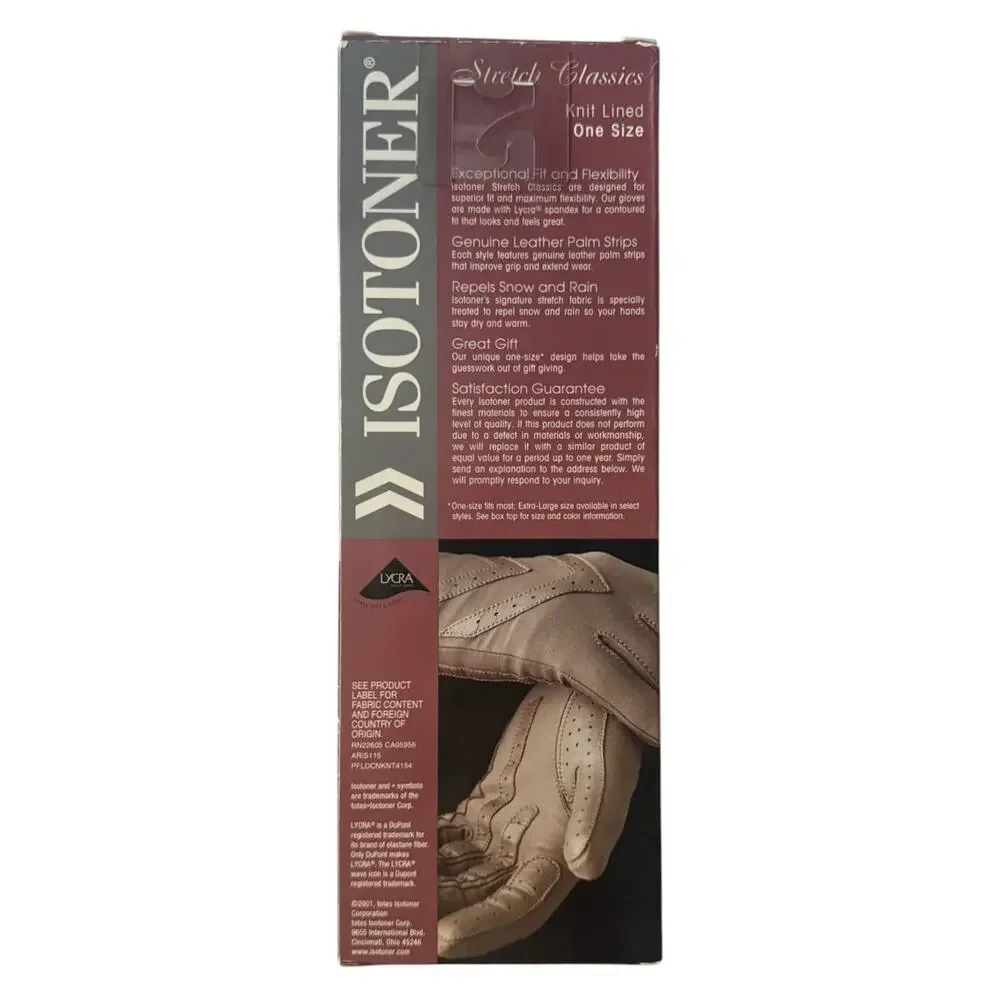 NOS Vtg Isotoner Gloves Stretch Classics Knit Lined Driving Camel Beige One Size